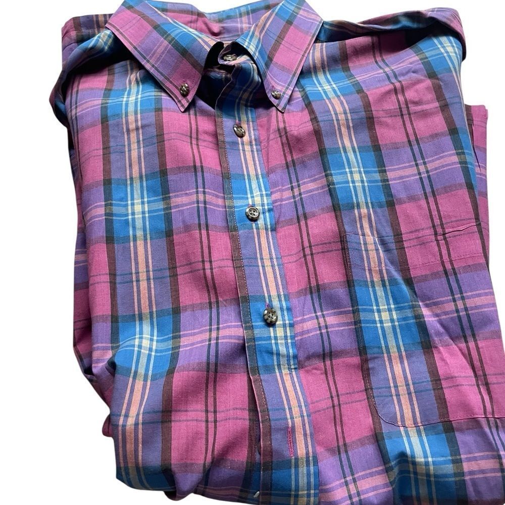 JJ Cochran 3XLT talk Men's Plaid Shirt in Purple and Blue like new